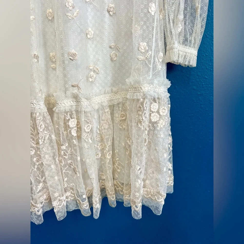 Needle & Thread Reflection Disty Cream Embroidered Floral Lace Dress - Size 6 - Picture 11 of 16